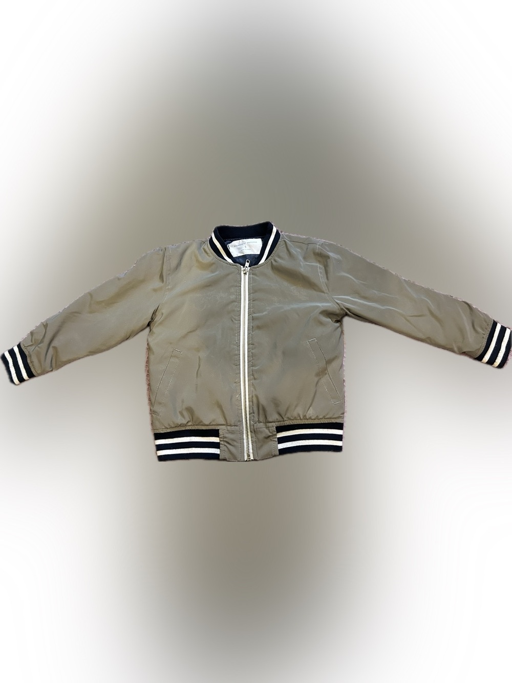 Rockets of Awesome Gray Bomber Jacket with Striped Trim